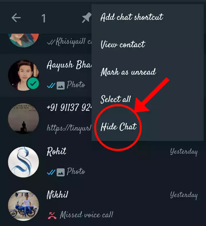 Whatsapp chat hide kaise kare